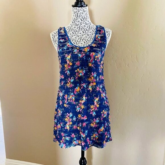 Free People Floral Layered Ruffle Sleeveless Dress Navy Size S/P - Picture 6 of 6